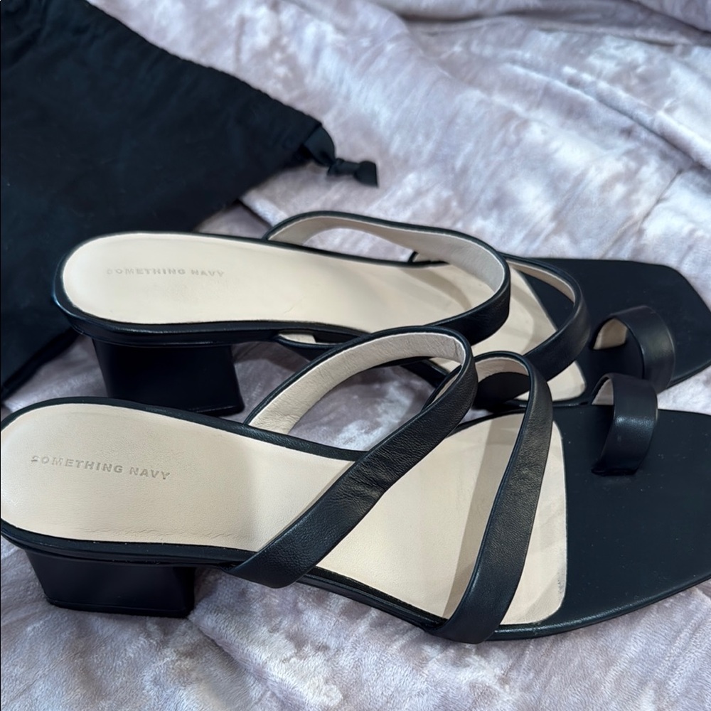 Something Navy Black Women's Strappy Sandals